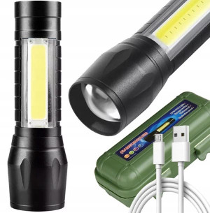 Mocna Latarka Taktyczna Kieszonkowa Cob Led T6