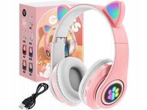 Słuchawki bezprzewodowe nauszne KOCIE USZY LED RGB