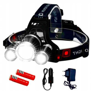 Latarka Czołowa 3x Led T6 Cree Czołówka Mocna Aku