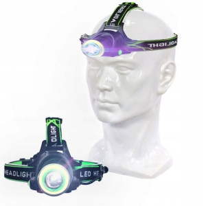Latarka Czołowa Ring Cob Czołówka Led T6 Zoom