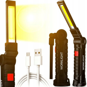 Lampa Latarka Warsztatowa Led Cob Magnes Usb