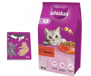 Whiskas Adult z wołowiną i marchewką 14kg + GRATIS