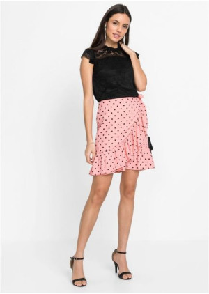 Bonprix Spódnica Mini Groszki Falbana Kopertowa Styl Retro 46-48 926810