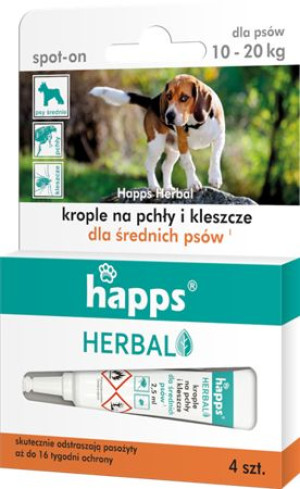 Happs krople na pchły i kleszcze dla średnich psów (10-20 kg) 0,05 g 12 ml