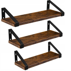 Zestaw 3 Półki Wiszące Loft Rustykalne Industrial