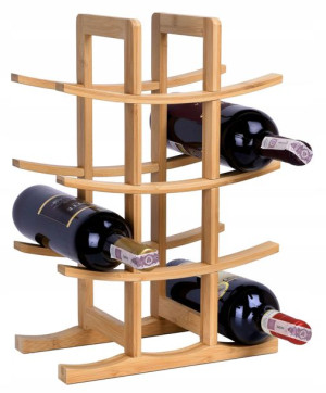 Stojak Na Wino Butelki Alkohole Regał Półka Bambus