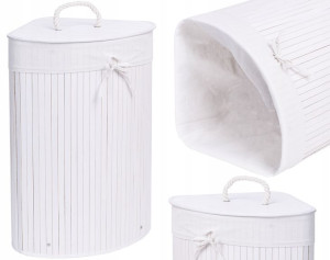 Kosz Pojemnik Bambusowy Na Pranie Bieliznę Narożny
