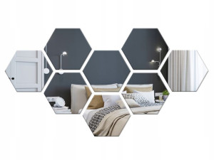 Lustro Heksagony Samoprzylepne Dekoracyjne Hexagon