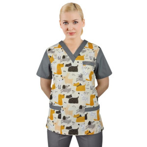 Bluza medyczna we wzorek CLINIC BLOOM W3 roz. XS