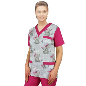 Bluza medyczna we wzorek CLINIC BLOOM W1 roz. M