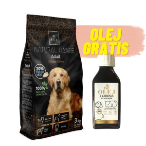 Rex Natural Range Adult Chicken & Rice 3kg + Olej łososiowy GRATIS