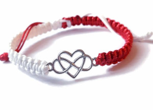 Bransoletka serce nieskończoność infinity  barwy Polska  Patriotyczna