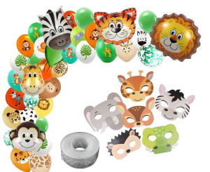 Girlanda Balonowa Zoo Safari Balony Zwierzęta Maski Przyjęcie Taśma