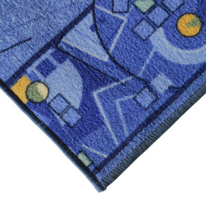 Chodnik VLNY Niebieski Z Geometrycznym Wzorem Podgumowany 100x70cm
