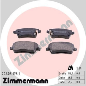 Klocki hamulcowe ZIMMERMANN 24403.175.1 D10601HA0A