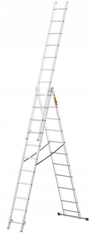 Drabina aluminiowa trzyelementowa 11 stopni 150 kg