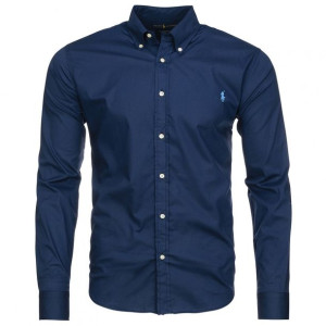 Ralph Lauren koszula męska gładka slim fit granatowa L