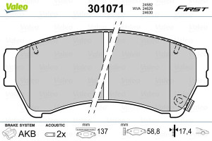 Klocki hamulcowe VALEO 301071 GSYD3328ZA