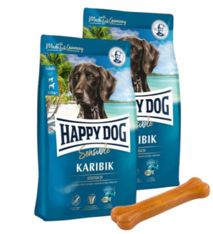 Happy Dog Supreme Karibik 2x11kg + MACED Kość Wędzona Prasowana 11 cm