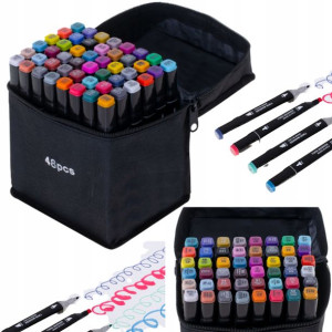 Markery Flamastry Alkoholowe Zestaw 48 Sztuk +etui