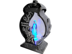 Znicz Rodzice Rodzicom Ob Czarny Marmur +figurka Led