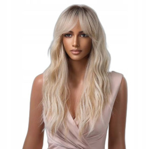 Peruka blond fale grzywka peruki Jak naturalna