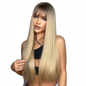 Peruka blond grzywka peruki damskie Jak naturalna