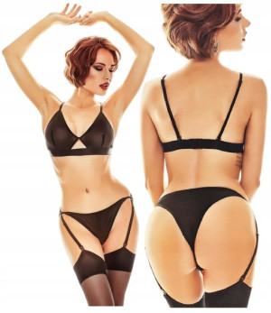 SEKSOWNY KOMPLET BIELIZNY damskiej czarny L/XL