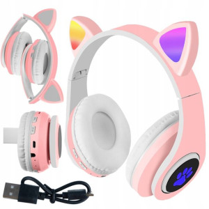 Słuchawki dla Dzieci Kocie Uszy Rozmowy Bluetooth