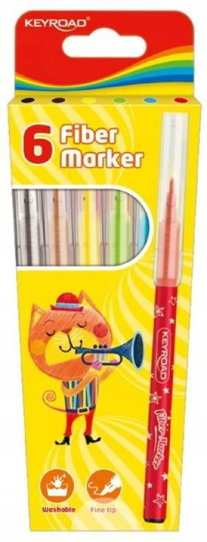 Flamastry Keyroad Fiber Marker, 6szt.