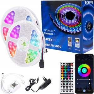 Taśma LED 10m RGB Bluetooth + PILOT Zestaw LEDY