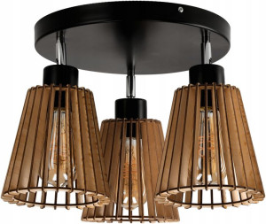 Lampa Wisząca Sufitowa Żyrandol Plafon Drewniana