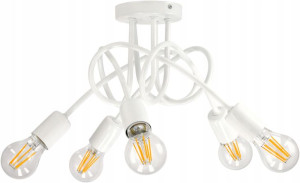 Lampa Wisząca Sufitowa Zawijana Loft 5xe27 Biała