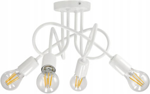 Lampa Wisząca Sufitowa Zawijana Loft 4xe27 Biała