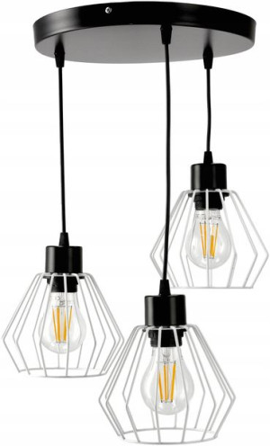 Lampa Sufitowa Wisząca Diament Biały 3X E27