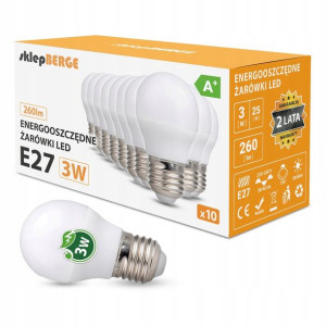 10x Żarówka LED E27 G45 3W=25W 260lm 3 BARWY BERGE