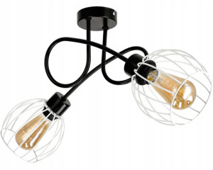 Lampa LOFT Zawijana Sufitowa 2XE27 KULA BIAŁA