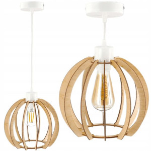 Lampa Wisząca Drewniana Regulowana Rzadka Kula E27