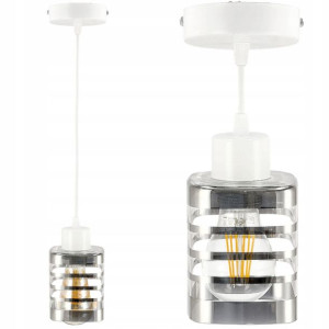 Lampa Sufitowa LED ZWIS E27 BIAŁA SZKLANY KWADRAT