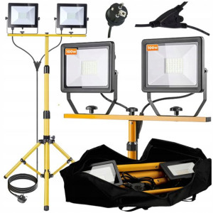 Halogen LED 2x100W + Statyw Budowlany + Pokrowiec