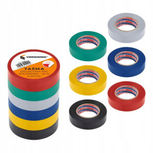 Taśma izolacyjna kolorowa PVC 20m 6szt = 120m