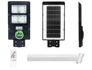 Lampa Solarna Uliczna Latarnia 120W + Pilot Uchwyt