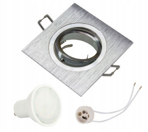 ZESTAW Oprawa halogenowa kwadrat ALU + LED GU10 7W