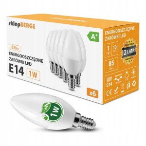 Zestaw 6x żarówka LED E14 1W świeczka neutralna