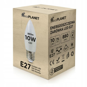 Żarówka LED E27 świeczka 10W 880lm ecoPLANET