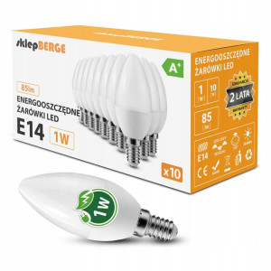 10x Żarówka LED E14 C37 1W=10W 85lm 3 BARWY BERGE