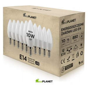10× Żarówka LED E14 świeczka 8W 700lm BARWY ecoPLA