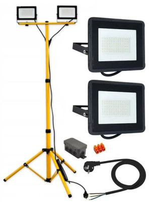 Naświetlacz Halogen LED 2x 50W + statyw i przewód