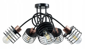 Lampa Sufitowa Miedziana LOFT 5 X E27 SPRĘŻYNA
