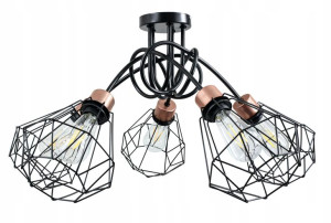 Lampa Sufitowa Miedziana LOFT 5 X E27 DIAMENT CZAR